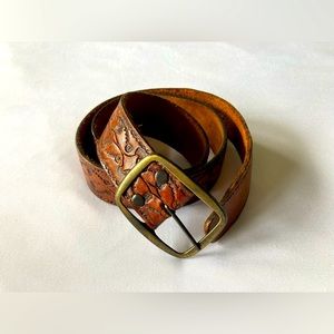 Vintage Leather Tooled Belt